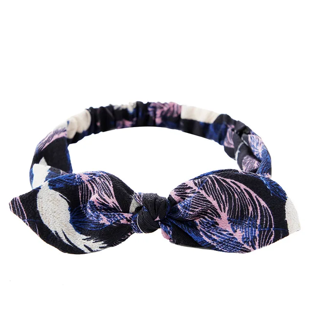 Plain Polyester Bunny Ears Headband For Women Female Elastic Bow Hairband Women's Headwear Hair Accessories повязка на голову 25