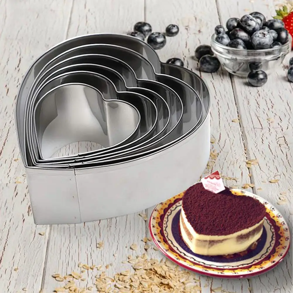 

Heart Shaped Cake Mold Stainless Steel Biscuit Cutting Mold 6-piece Baking Tool Creative Baking Utensils Valentine's Day Gifts