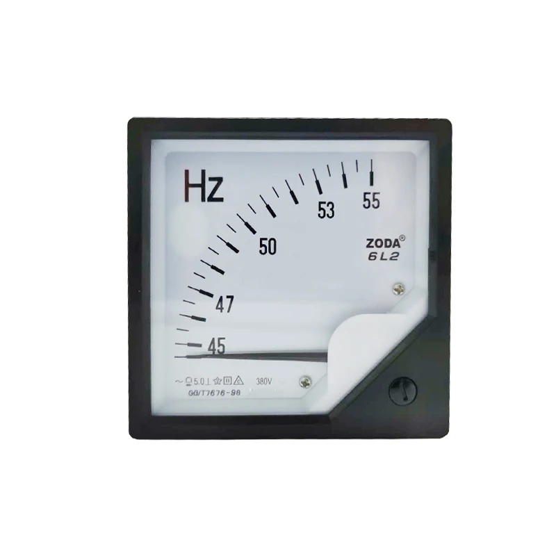

6L2-Hz AC Frequency Meter 45-55Hz/AC380V Sensor Excitation Hertz Meter Voltmeter Square Pointer Voltage Meter 80*80mm