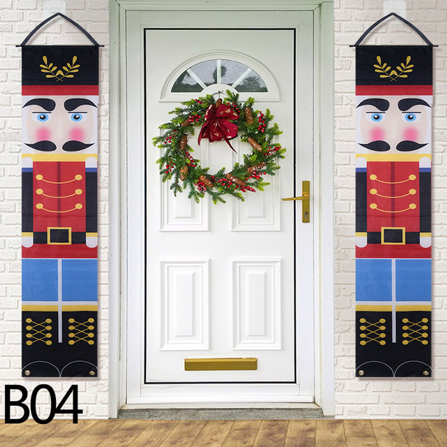 Year 2022 Nutcracker Soldier Banner Merry Christmas Decoration Home Door Curtain Couplet Porch Hanging Ornament Xmas Decor