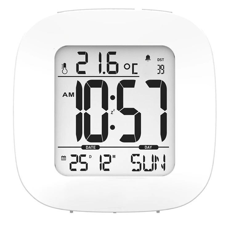 Baldr Мини ЖК цифровой будильник с термометром Настольный Повтор Календарь, Таймер Датчик температуры в помещении часы Подсветка дорожные часы