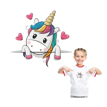 

Cute Animal Patch Heat Transfer Cartoon Unicorn Patches For Kids Tshirt Heat-Sensitive Appliqued Parches Diy Stickers On Clothes