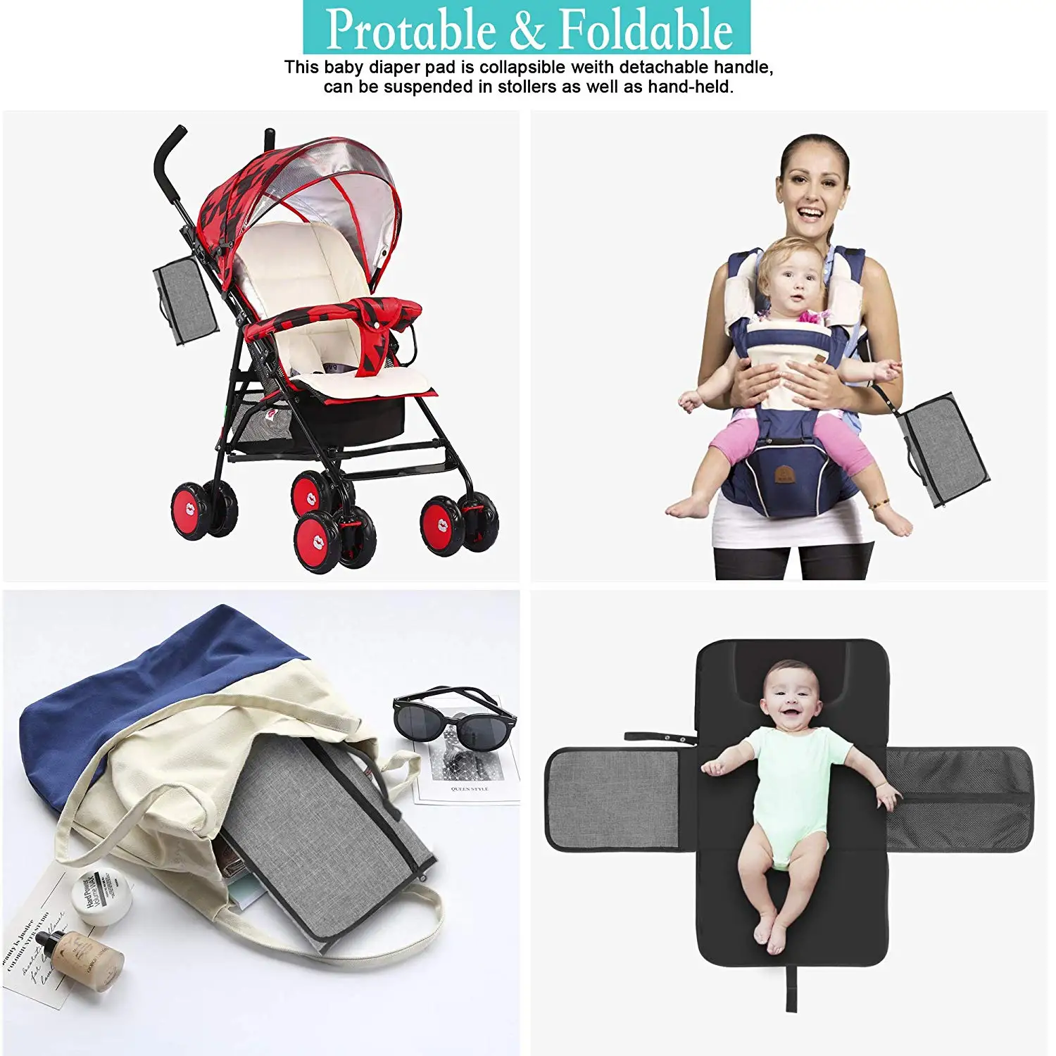 Portable Nappy Changing Mat, Waterproof Foldable Baby Changing Kit, Soft Pillow Diaper Pad Keep Baby Clean for Home Travel