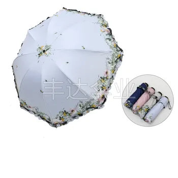 

Umbrella folding umbrella umbrella umbrella pure hand-stitched lace-up black glue sun umbrella. umbrella rain women umbrella