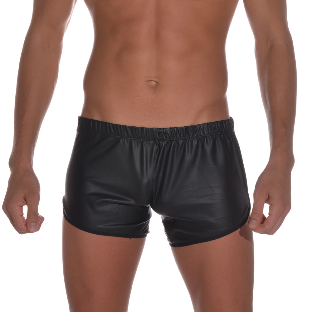 Faux Leather Boxer Trunk WetLook Lounge Sports Short Pants boxers short Casual Shorts Men best men's casual shorts Casual Shorts