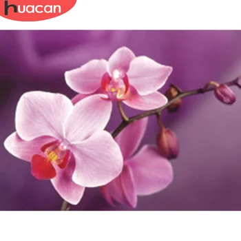 

HUACAN Diamond Painting Peach Cross Stitch Diamond Embroidery Flower Pictures Of Rhinestones Needlework Home Decor