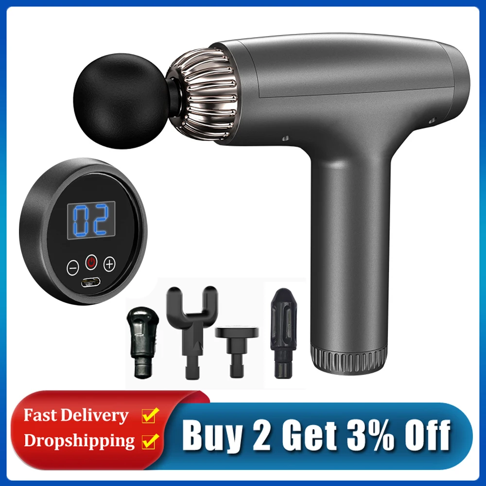 Deep Tissue Massage Fascia Gun Percussion Electrical Muscle Stimulator Body Back Neck Pain Relief Relaxation Exercising Shaping
