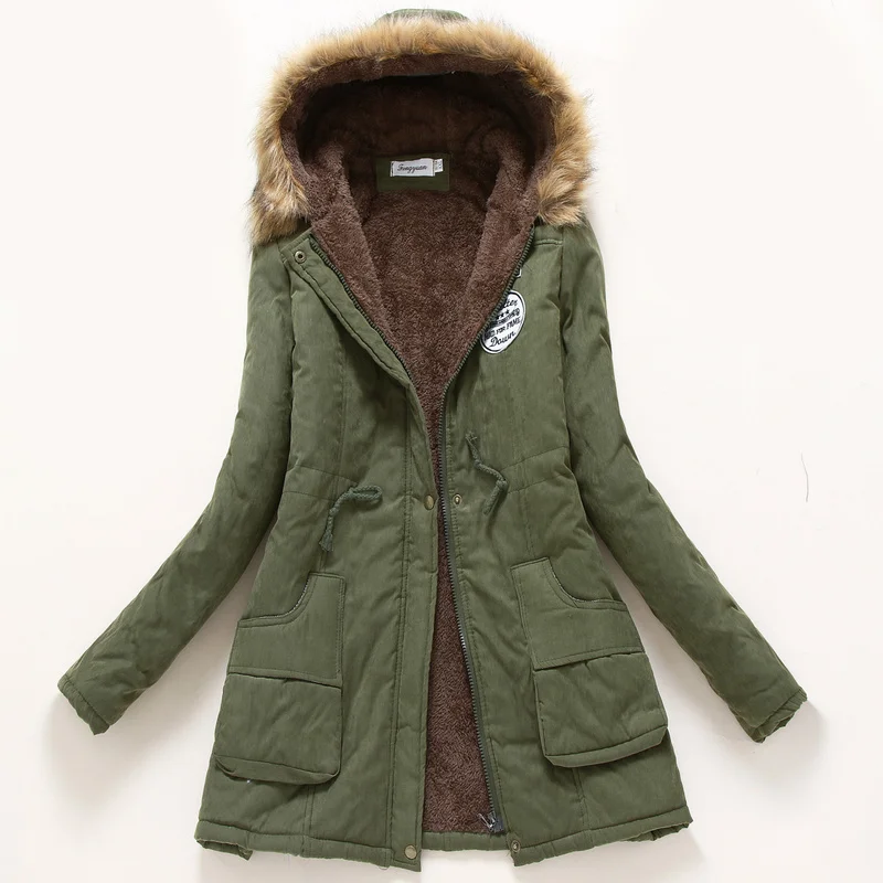

Womens Parka Casual Pregnant Woman Wear Autumn Winter Military Hooded Coat Winter Jacket Women Plush Coats Maternity Clothing