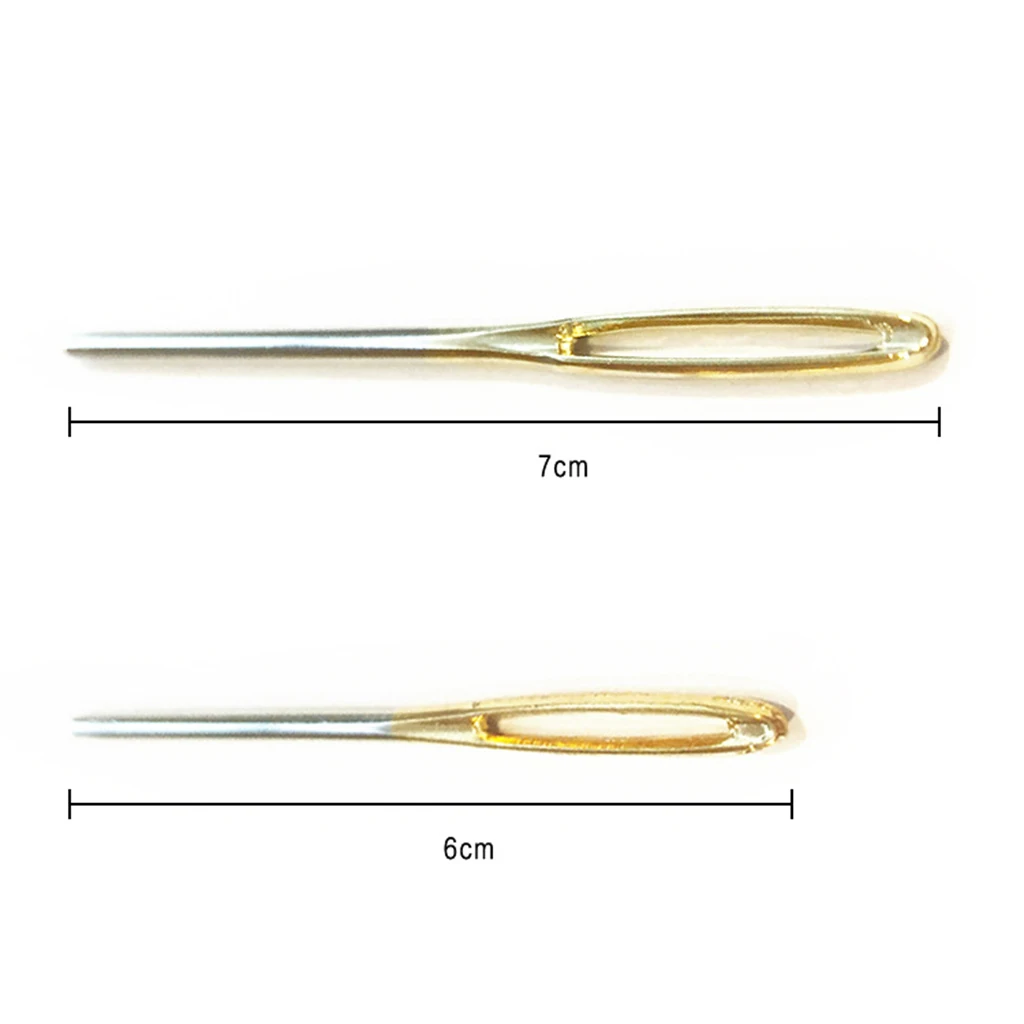 Big Eye Needles Blunt Gold 6cm 7cm Long Large Hole NOT Sharp Sewing Kniting Embroidery Tool Hand DIY Needlework, 2 Pieces