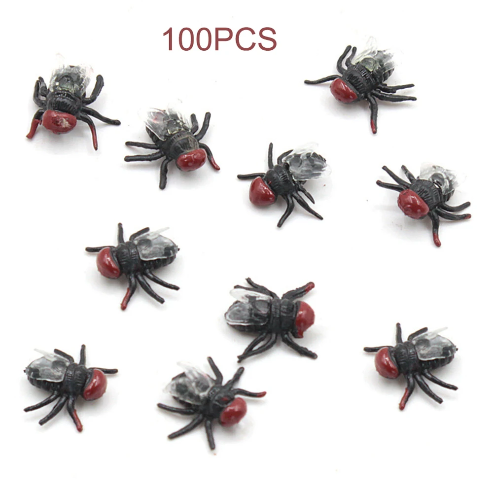 

100 Pcs Dropship Plastic Simulated Fly Joke Toys Prank Toys for Halloween Party Decor