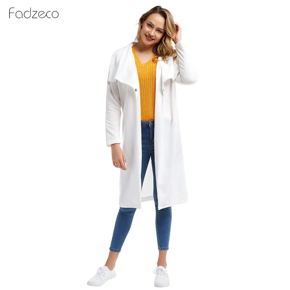 FADZECO Новая высококачественная Осенняя Женская Длинная свободная черная ветровка большого размера длинный плащ