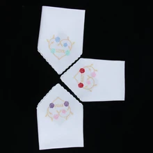 3 пачки женских винтажных хлопковых носовых платков с цветочной вышивкой оптом