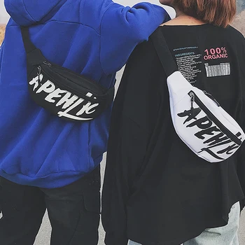 

Canvas Letter Print Cool Fanny Pack Bum Bag New Fashion Men Women Waist Pack Travel Money Belt Bag