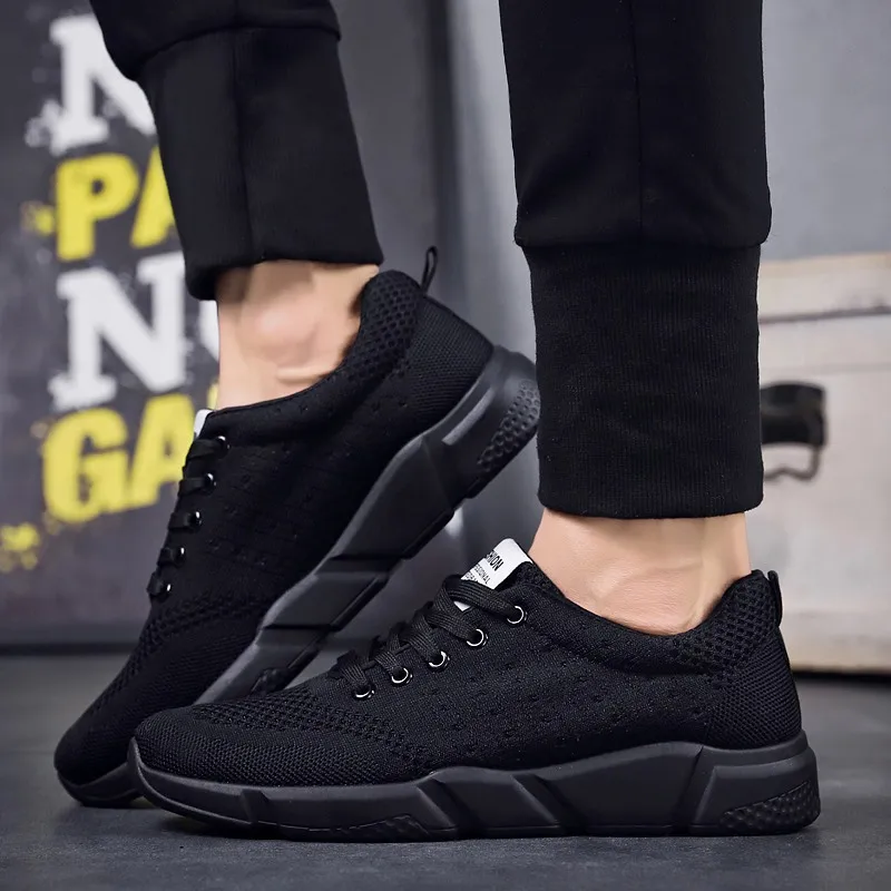 

2019 Spring And Summer-Fly Woven MEN'S SHOES Punched Sheet Surface Sports Trendy Shoes Solid Color Versatile Casual Shoes Men Sn