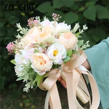 Йо Чо Свадебный букет Искусственный шёлковый пион 18 голов пион Белый Розовый ручной работы Свадебный букет цветов невесты свадьба поставки