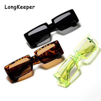 

Clear Green Narrow Rectangle Sunglasses Shades Women Brand Designer Men Vintage Rectangular Frame 90s Trendy 2020 Sun Glasses