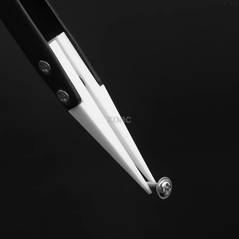 Ceramic Tips Tweezers Stainless Steel Handle Straight Aimed Tweezers 1PC for Coils M05 precision tweezers,tweezer tool,ceramic tweezers