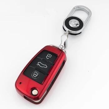 

Car Key Covers Case Protect Keyring Keychain Accessories Ring Auto Key Cover ABS For Audi C6 A7 A8 R8 A1 A3 A4 A5 Q7
