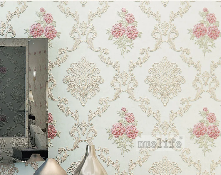 Blue pattern pattern non-woven wallpaper simple modern pastoral European bedroom living room wedding room background wallpaper