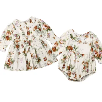 

New Little/Big Sister Baby Girl Kids Floral Romper Dress Matching Outfits
