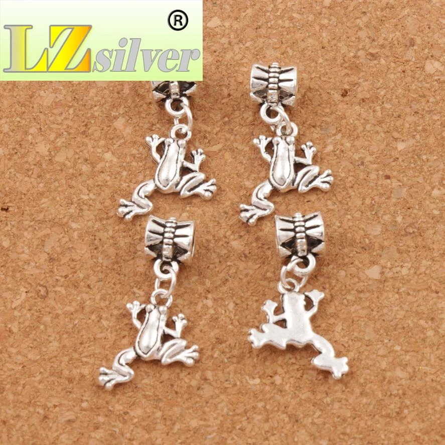 Frog Charm Beads 30.8x15.6mm 100PCS Zinc Alloy Dangle Fit European Bracelets Jewelry DIY B167