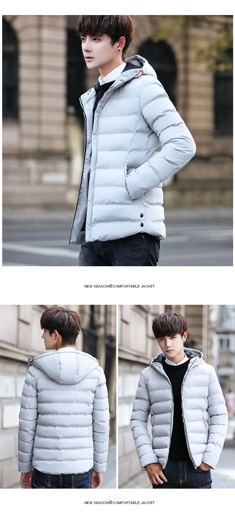 Winter New Style MEN'S Cotton-padded Coat Hooded Solid Color Short Slim Fit Cotton Coat Korean-style Fashion MEN'S Coat Cotton-p