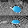 Blue Opal Jewelry Set Antique Silver Plated Flower Necklace Earrings Rings Stainless Steel Chain Fashion JewelryTS337 ► Photo 3/6