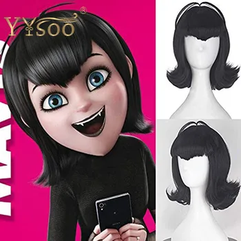 

YYsoo Short Black Wavy Wig With Bangs Short Curly Hair Wigs for Women Adult Halloween Cosplay Costume Wig Synthetic Wig Girls