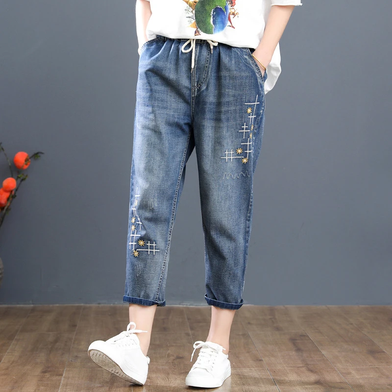 elastic waist jean capris