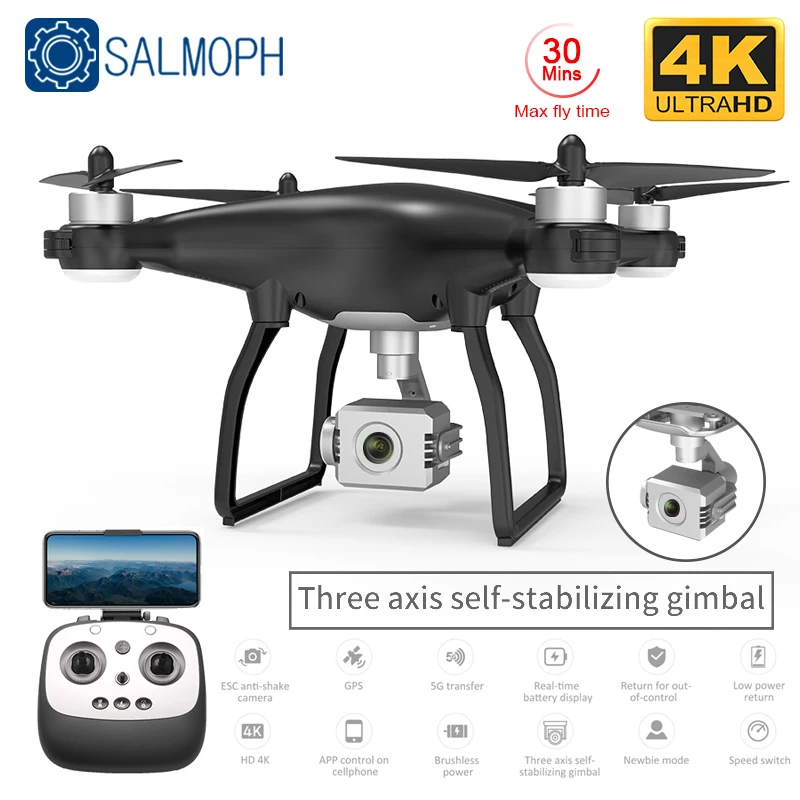 Квадрокоптер SALMOPH X35 с GPS Wi Fi HD камерой 4K и трехосевым шарнирным подвесом
