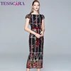 TESSCARA Women Luxury Embroidery Pencil Dress Festa High Quality Long Elegant Party Robe Femme Vintage Designer Floral Vestidos ► Photo 3/6