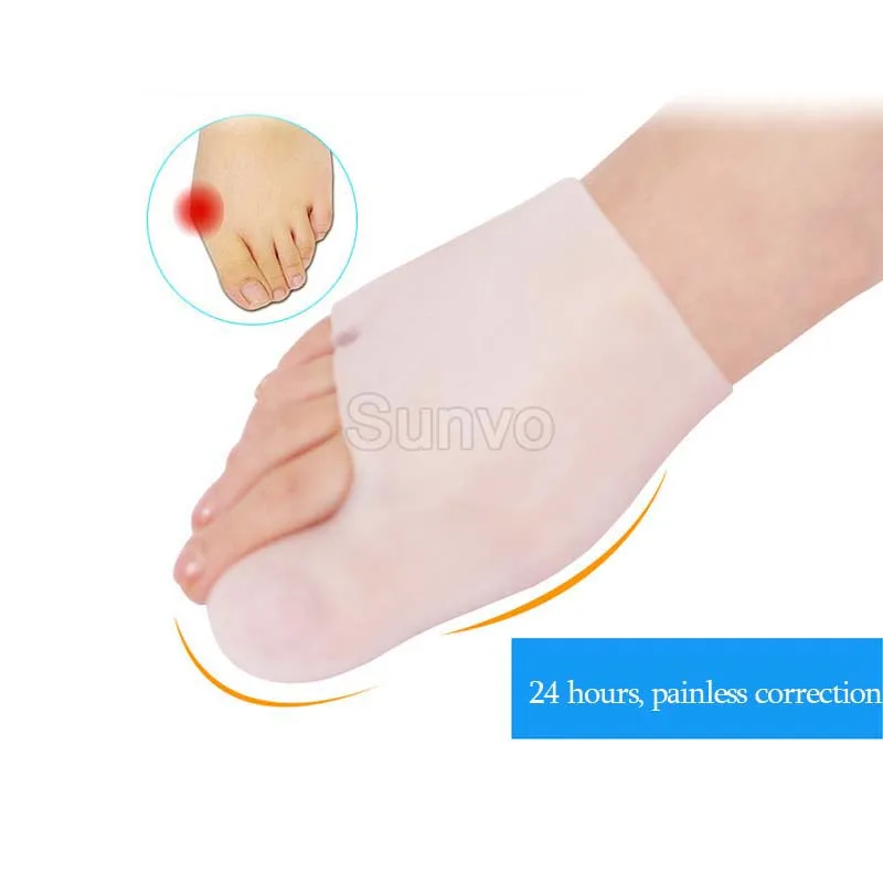 Sunvo 2 шт sinlicon Hallux вальгус палец ноги сепаратор силиконовые стельки для пальцев, накладные пальцы, приспособление для выравнивания пальцев, облегчающее боль