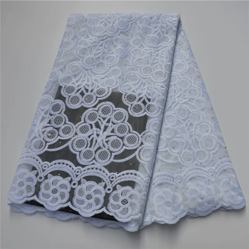 Высокое качество африканская сухая кружевная ткань белый цвет французская кружевная ткань швейцарская вуаль для свадьбы каждое платье