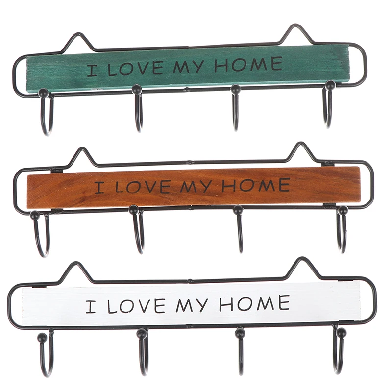 29.5x9.5cm Wall Mounted Clothes Hanger 4 Hooks Hat Key Holder Laundry Coat Rack Hanging Storage Shelf For Home