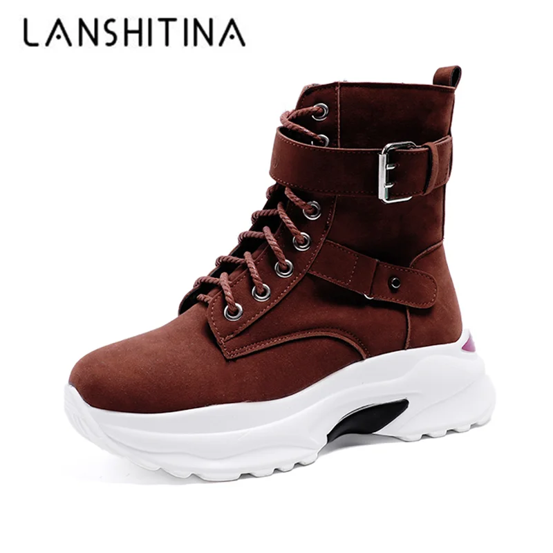

Warm Plush Winter Boots Chunky Sneakers Ankle Boots Women Lace Up Snow Fur Shoes Zipper Buckle Thick Sole Platform Shoes Woman