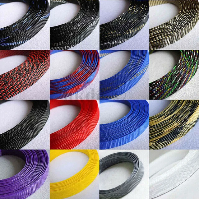 6mm PET Expandable Braided Sleeving Tube Cable Wire Sheathing Car Audio DIY