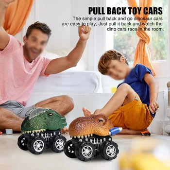 

8pcs Racing Playing For Kids Model Game Dinosaur Toy Party Favors Pull Back Cars Vehicle Educational Collection Birthday Gift