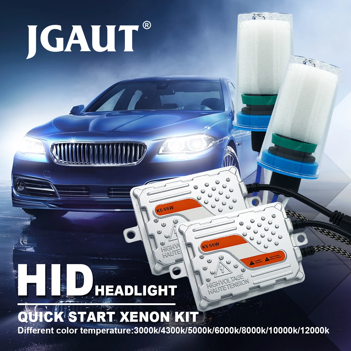 Ксеноновая лампа JGAUT HID AC 55 Вт для автомобильных фар с быстрым запуском H1 H4 H7 H3 9012 H11