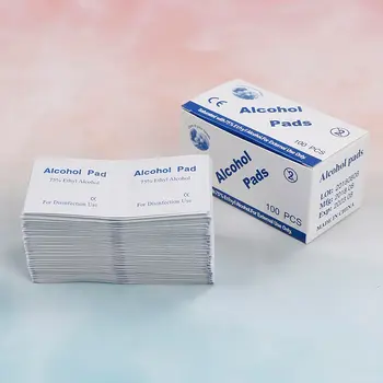 

New Portable 100pcs/Box Alcohol Swabs Pads Wipes Antiseptic Cleanser Cleaning Sterilization First Aid Home Makeup Accessories