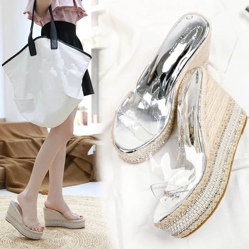 

Slippers Women Summer Shoes Med On A Wedge Platform Heeled Mules Designer Slides Socofy Heels 2019 Luxury Soft Sliders Basic