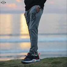 Мужские спортивные штаны на молнии с карманами, спортзал бег, хлопковые тренировочные штаны, узкие штаны с принтом, черные, серые спортивные лосины для бега, брюки# PACK15