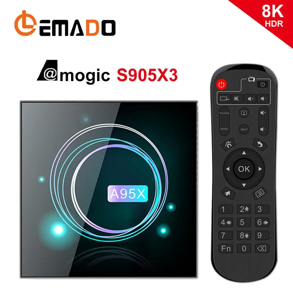 LEMADO tv Box Android 9,0 Amogic S905X3 4 Гб ОЗУ 64 Гб ПЗУ 4K 75fps Netflix Google голосовой помощник A95X Android tv Box 2G 16G