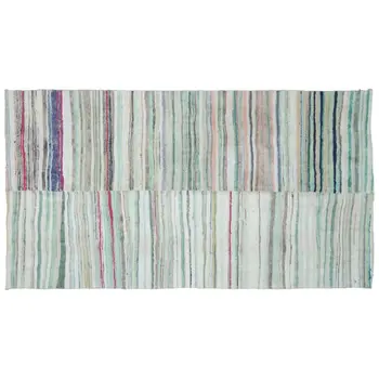 

Handmade Multicolor Vintage English Striped Rug Area Rug 187x342 Cm-6'2''X11'3''