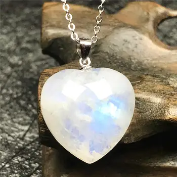 

Pendant Necklace Natural Heart Moonstone Jewelry For Woman Man 18x8mm Beads Blue Light Crystal Gemstone 925 Silver Chains AAAAA