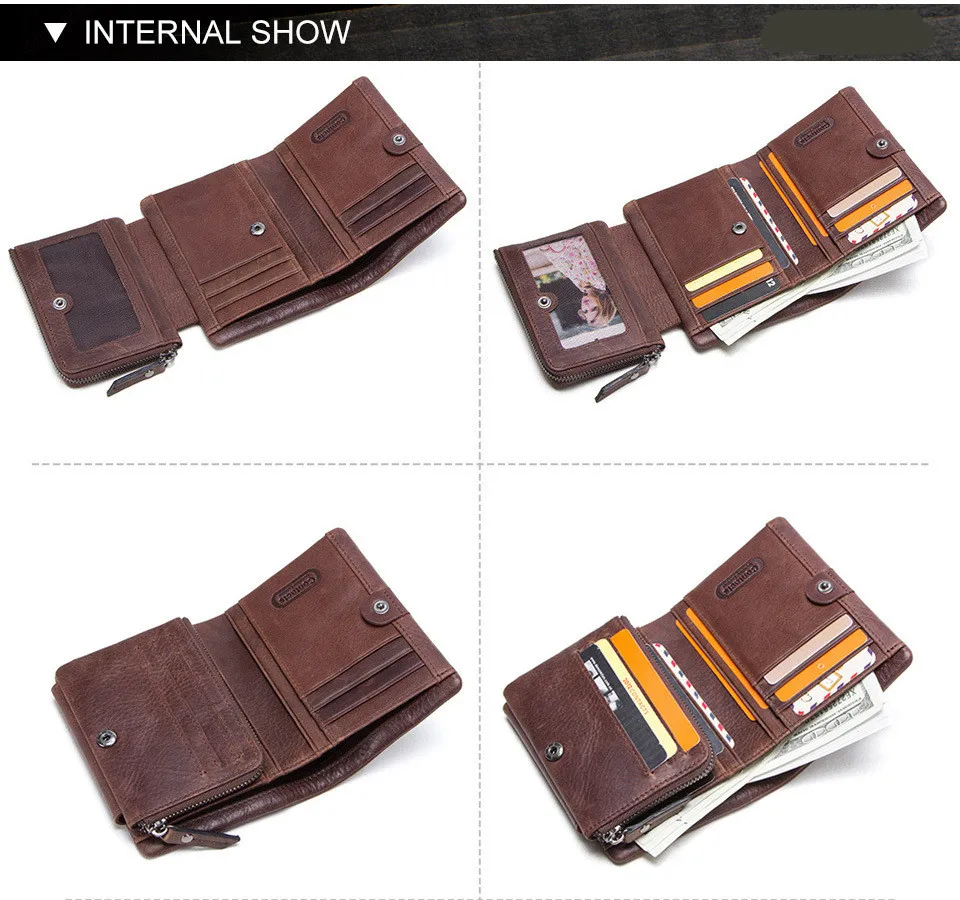 Для мужчин Кошелек Ретро Crazy Horse кожа Tri-Fold короткая Для мужчин женских сумок