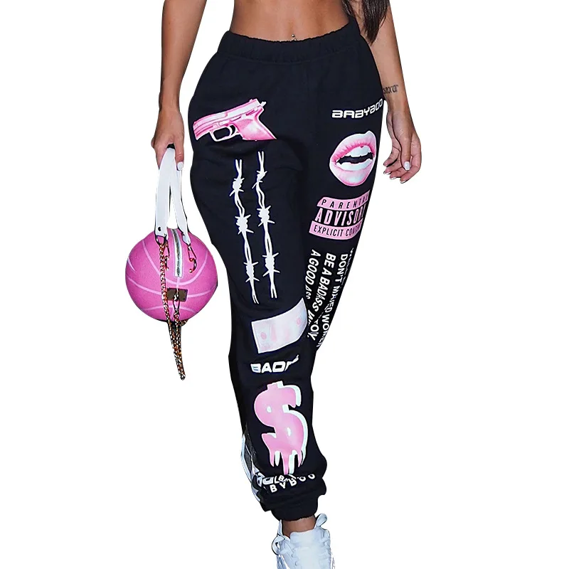 2021 New Summer Hip-hop Graphic Sweatpants Women's Jogger Trousers