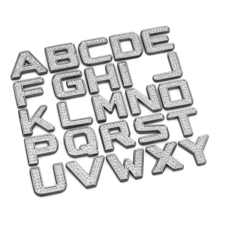 Crystal Diamond Badge Decals Car Sticker Letter Alphabet Emblem Diy 3d