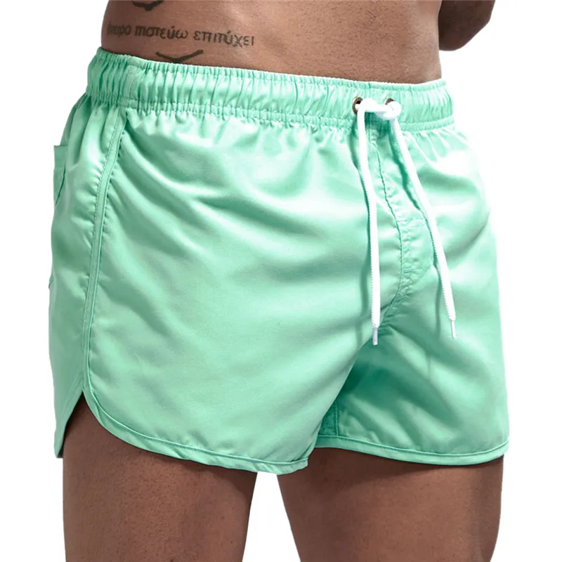 New Men Fitness Bodybuilding Shorts Man Summer Gyms Workout Male Breathable Mesh Quick Dry Sportswear Jogger Beach Short Pants - Color: Mint Green