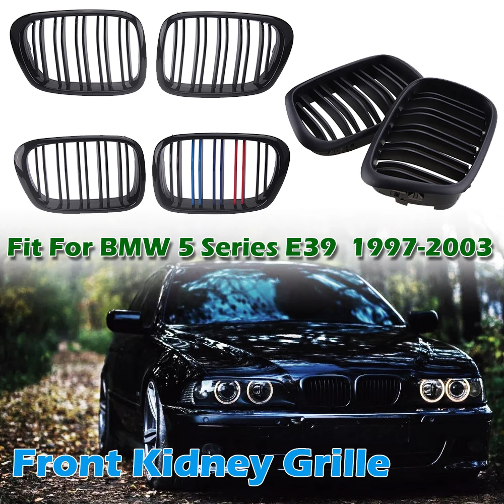 Gloss Black Front Bumper Kidney Grille Grill Cover For BMW E39 E39 M5 1997-2003