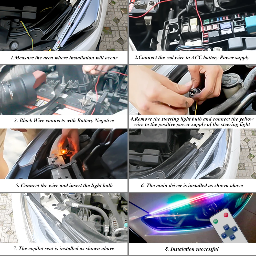 2 шт. 60 см цветная RGB DRL полосная фара полосы для AMG Mercedes W212 W210 W202 W205 CLA CLS gla GLK Автомобильные дневные ходовые огни